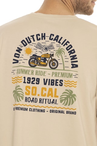 Camiseta relaxed - Beige y negro