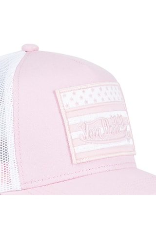 Gorra Trucker Flag - Blanco y rosa