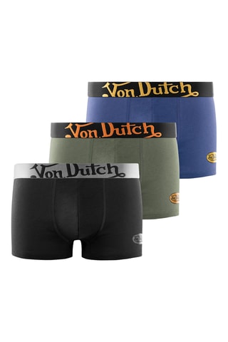 3 boxers - Kaki, noir et bleu