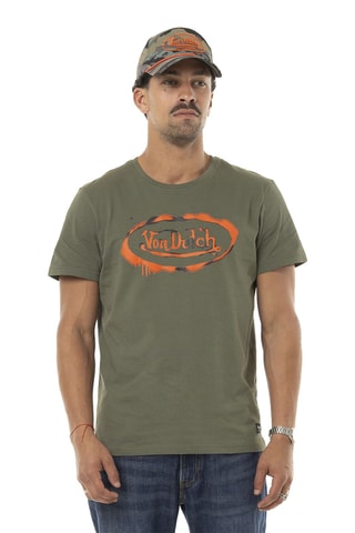 Camiseta regular - Caqui y naranja