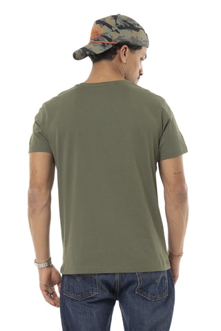 Camiseta regular - Caqui y naranja