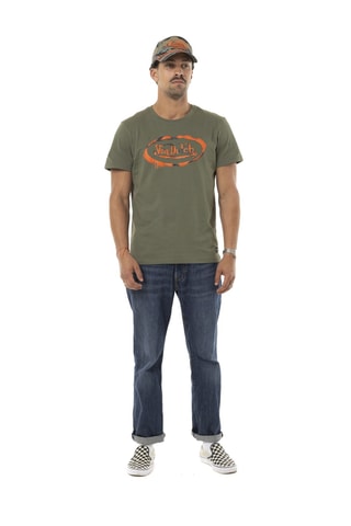 Camiseta regular - Caqui y naranja