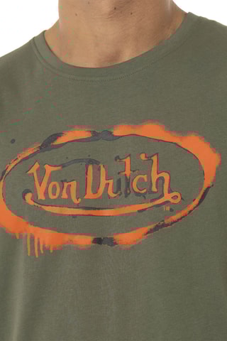 Camiseta regular - Caqui y naranja