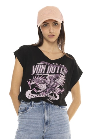 Camiseta regular - Negro y rosa