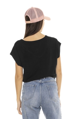 Camiseta regular - Negro y rosa