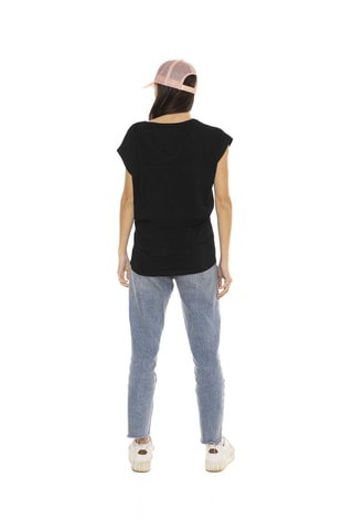 Camiseta regular - Negro y rosa