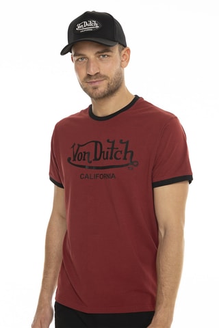 Camiseta regular fit de algodón orgánico - Burdeos y negro