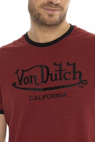 Camiseta regular fit de algodón orgánico - Burdeos y negro