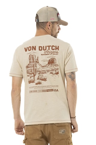 Camiseta regular - Beige y marrón