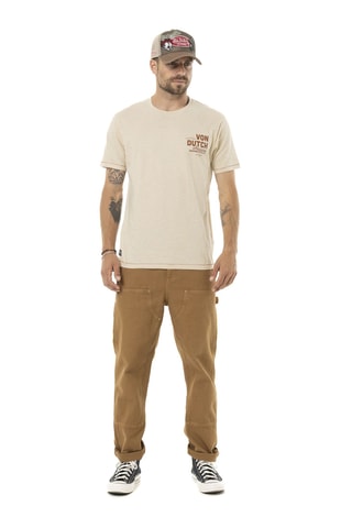 Camiseta regular - Beige y marrón