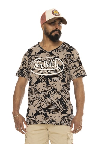 Camiseta regular - Beige y negro