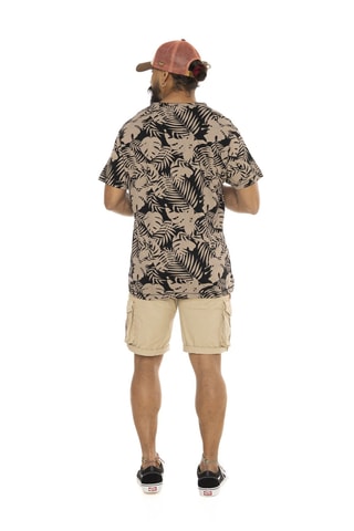 Camiseta regular - Beige y negro