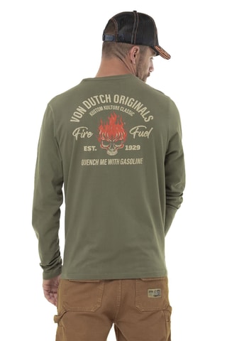 Camiseta regular - Verde y beige