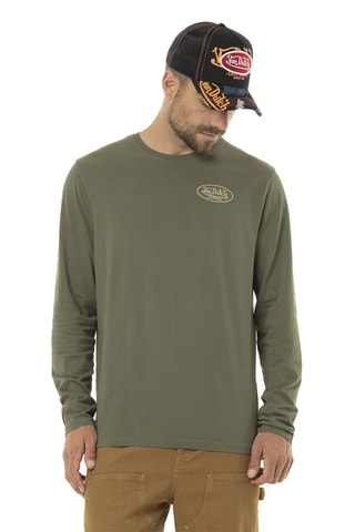 Camiseta regular - Verde y beige