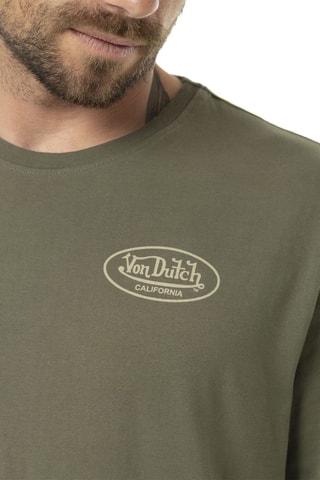 Camiseta regular - Verde y beige