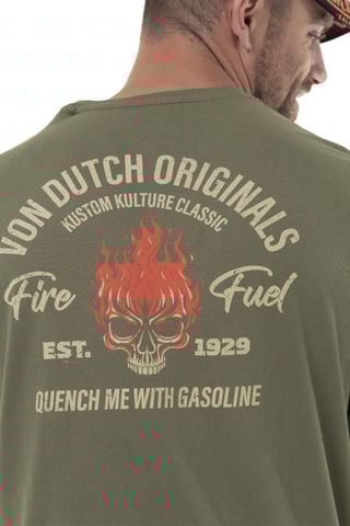 Camiseta regular - Verde y beige