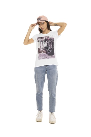 Camiseta regular - Blanco, azul y violeta