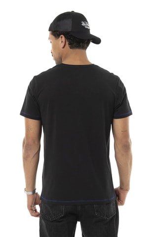 Camiseta regular - Negro, azul y rojo