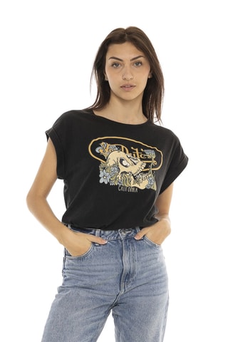 Camiseta regular - Negro, blanco y beige