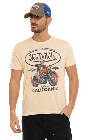 Camiseta regular - Negro, beige y naranja