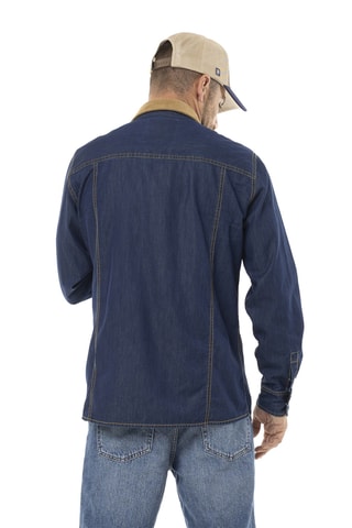 Camisa vaquera regular fit - Azul y beige