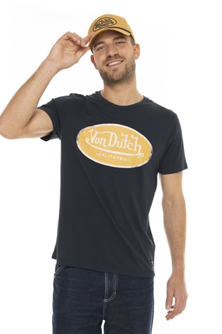 Camiseta regular fit de algodón orgánico - Azul marino y amarillo