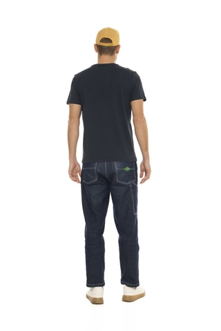 Camiseta regular fit de algodón orgánico - Azul marino y amarillo