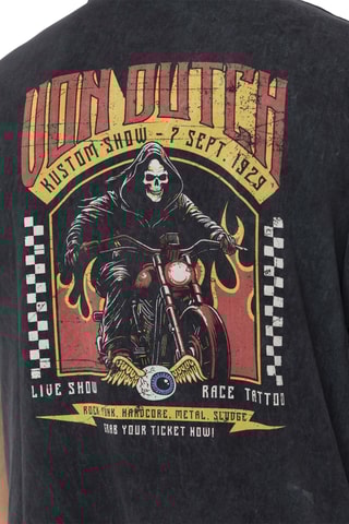 Camiseta oversize - Gris oscuro y naranja