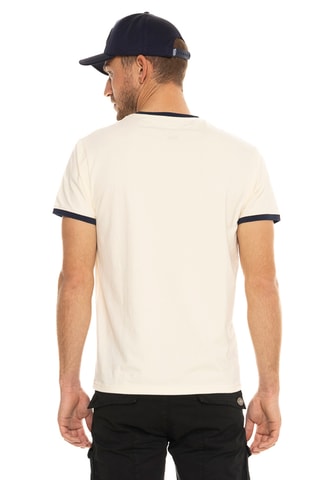 Camiseta regular fit de algodón orgánico - Beige y azul marino