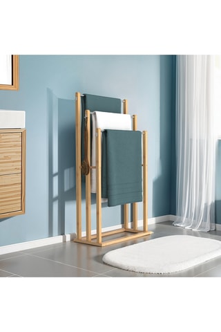 Porte-serviettes Maya 3 niveaux en bambou - 45 x 21 x 82 cm