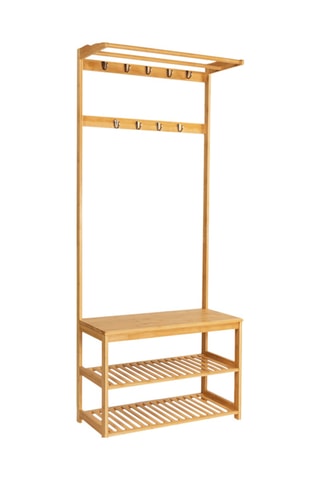 Vestiaire d'entrée en bambou Maya - 70 x 30,5 x 170 cm