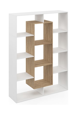 Etagère bibliothèque Paulette 11 compartiments bois et blanc 143cm - 104 x 30 x 143 cm