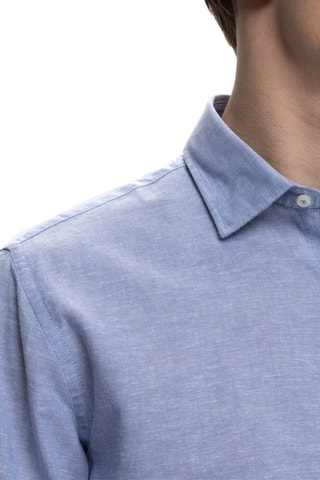 Camisa slim em linho - Azul