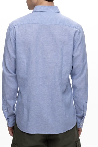 Camisa slim em linho - Azul