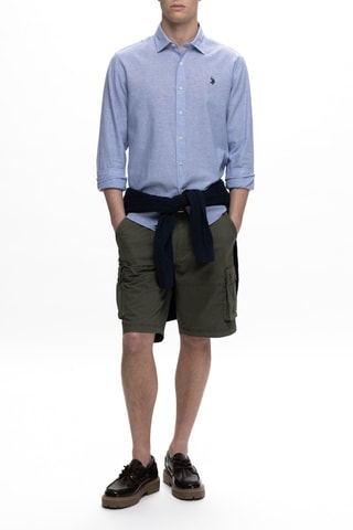 Camisa slim em linho - Azul