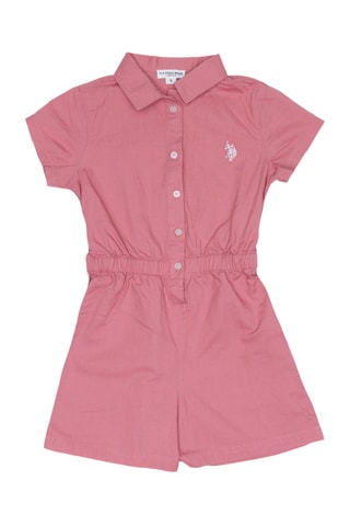 Macacão curto em linho - Rosa