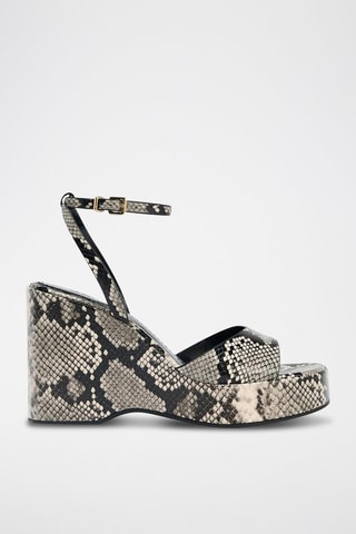 Sandálias com cunha - Preto e cru