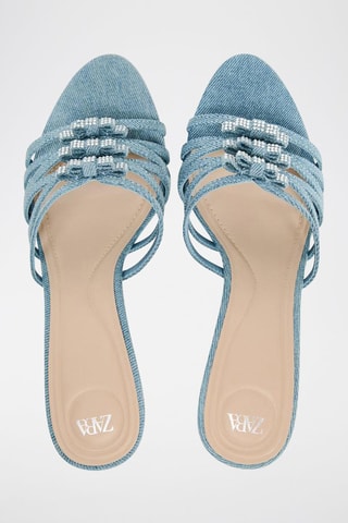 Sandálias de salto em ganga - Azul-celeste
