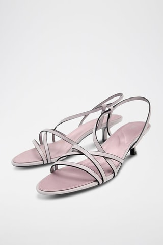 Sandálias de salto em couro - Rosa