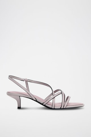 Sandálias de salto em couro - Rosa