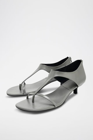 Sandálias de salto em couro - Prateado