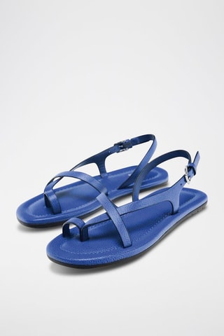 Sandálias em couro - Azul-marinho