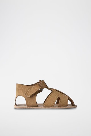 Sandálias em nobuck - Castanho-claro