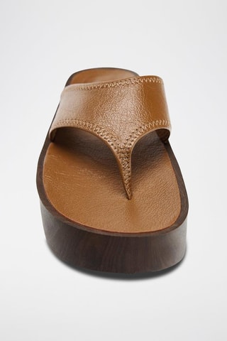 Sandálias com plataforma em couro - Castanho