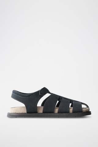 Sandálias em nobuck - Azul-marinho