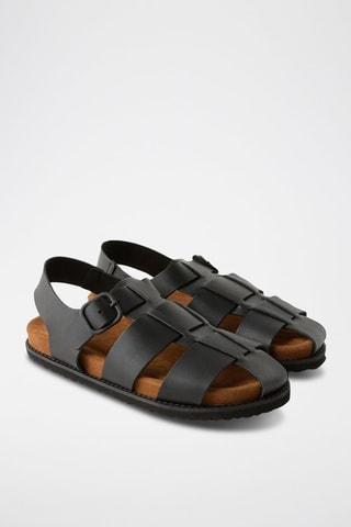 Sandálias estilo medusa em couro - Preto