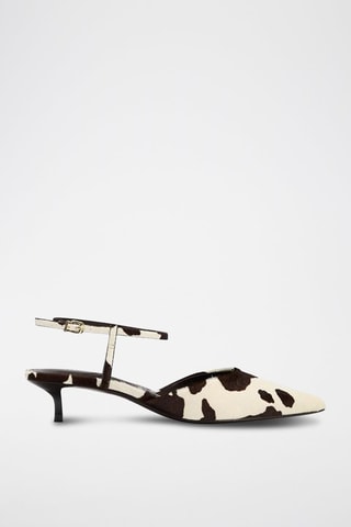 Sapatos de salto em couro - Branco e castanho-escuro