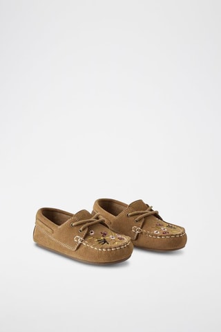 Chaussures bateau en nubuck - Camel