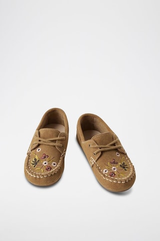 Chaussures bateau en nubuck - Camel