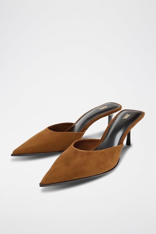 Mules de salto em nobuck - Castanho